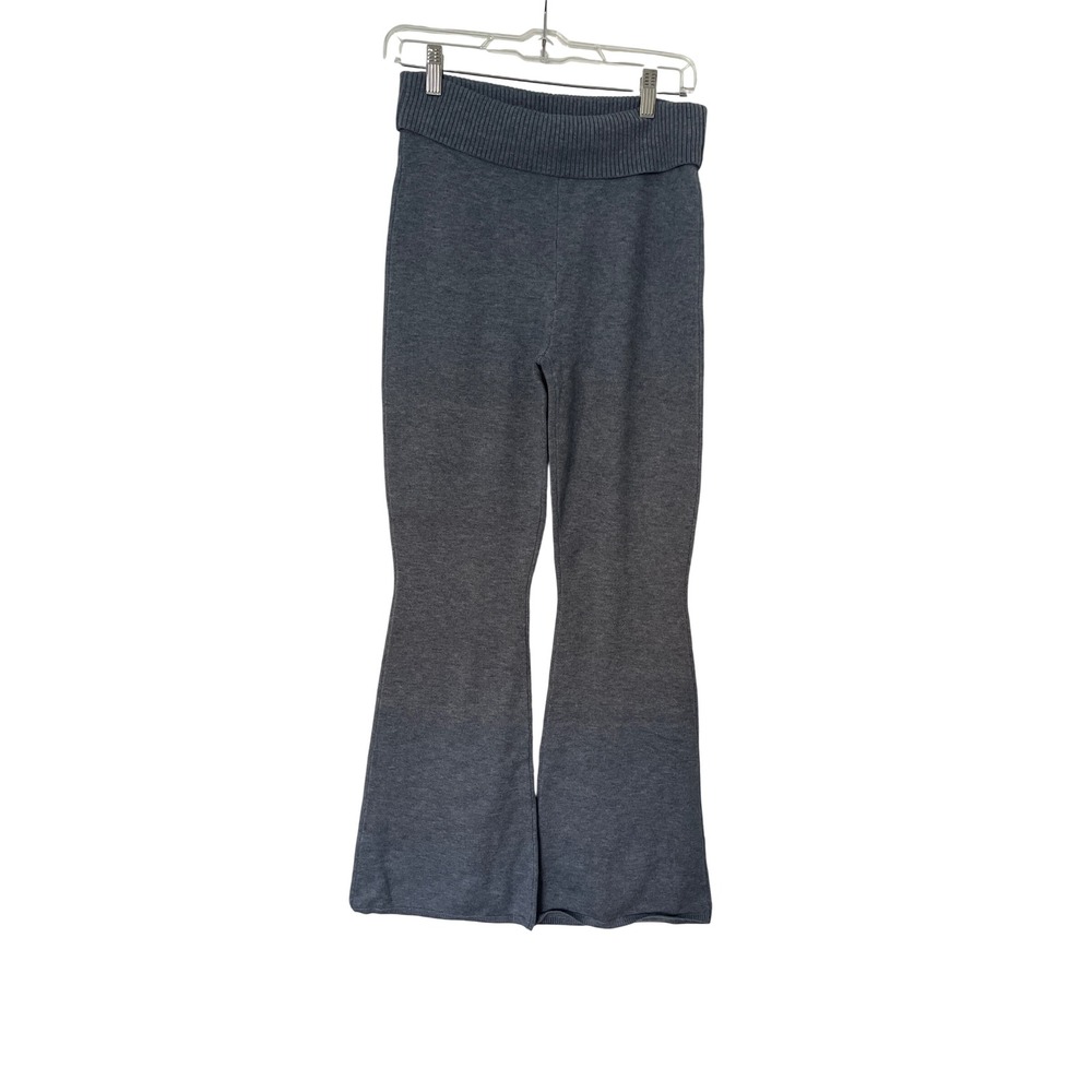 Gilly Hicks Fold Over Waistband Lounge Pants S Short Gray Knit Flare Leg Y2K $49